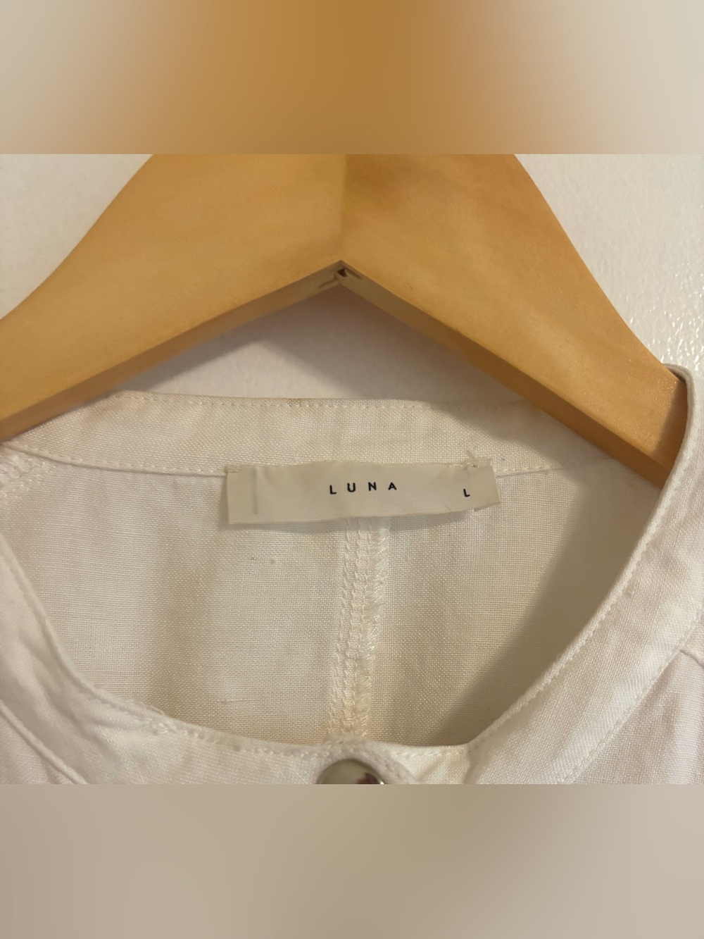 Linen Cream White Lightweight Blazer Blouse Top - Picture 3 of 6